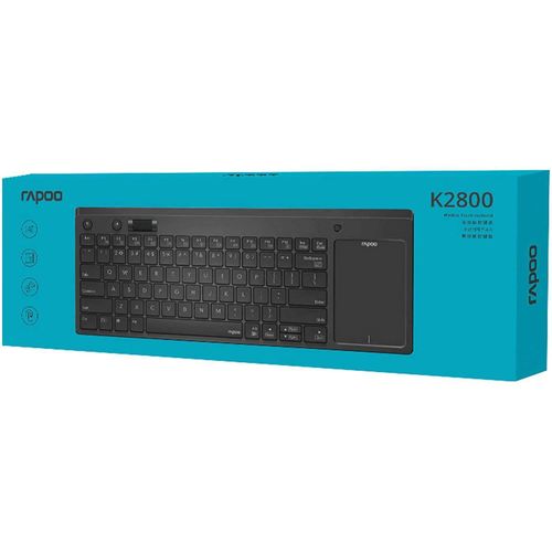 Rapoo K2800 Wireless Touch Keyboard US_BLACK Integrated Multi-Touch Pad, 2.4 GHz USB Nano Receiver, Sealed Anti-Oxidation Membrane, 86-Key US QWERTY,