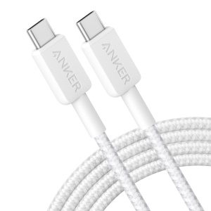 Anker 322 USB-C to USB-C Cable (3FT, 60W, Braided) White