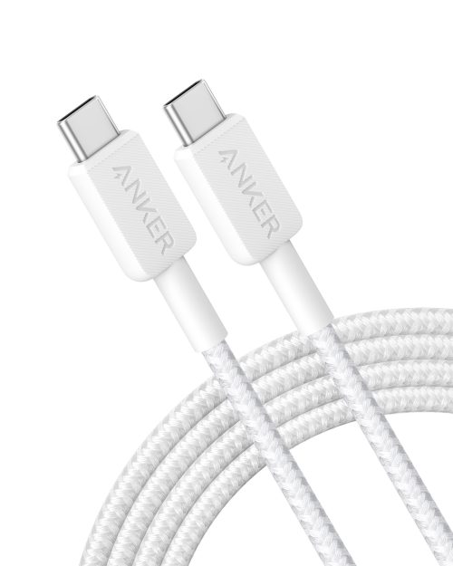 Anker 322 USB-C to USB-C Cable (3FT, 60W, Braided) White