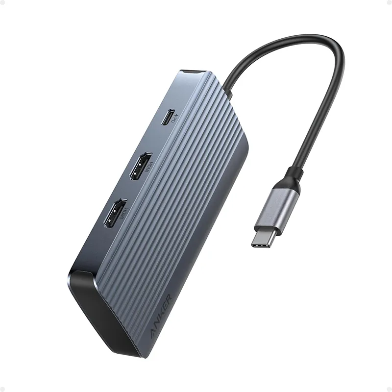 Anker USB-C Hub (7-in-1, Dual Display) – Gray