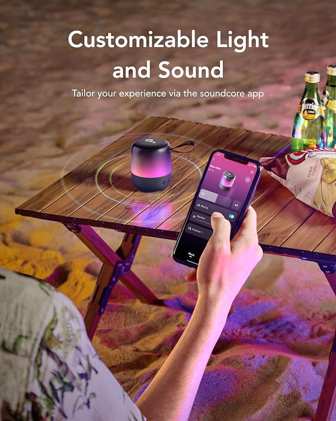 Anker Soundcore Glow Mini – 8W Compact Wireless Waterproof Speaker – Black